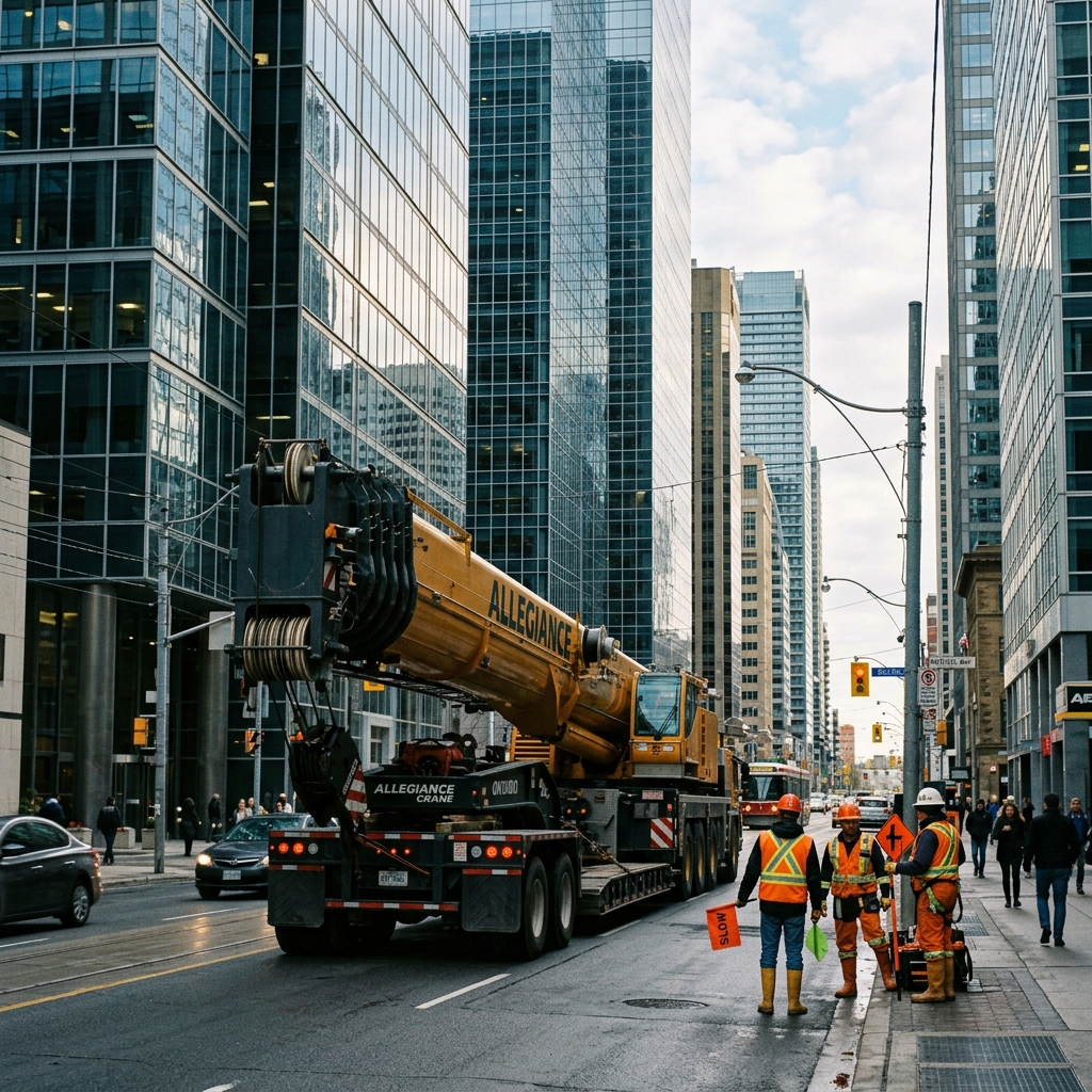 Crane transport through Ontario downtown corridor