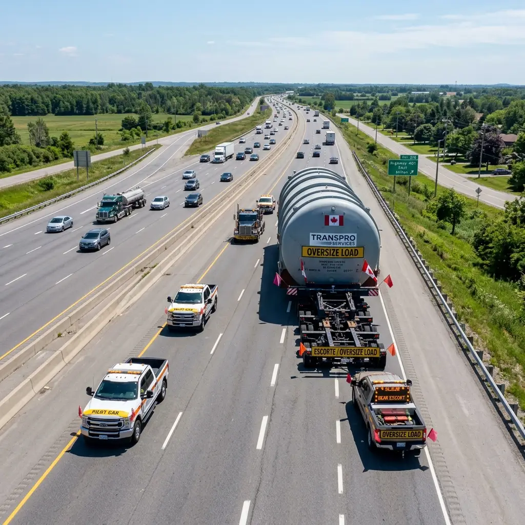 Oversize equipment transport convoy