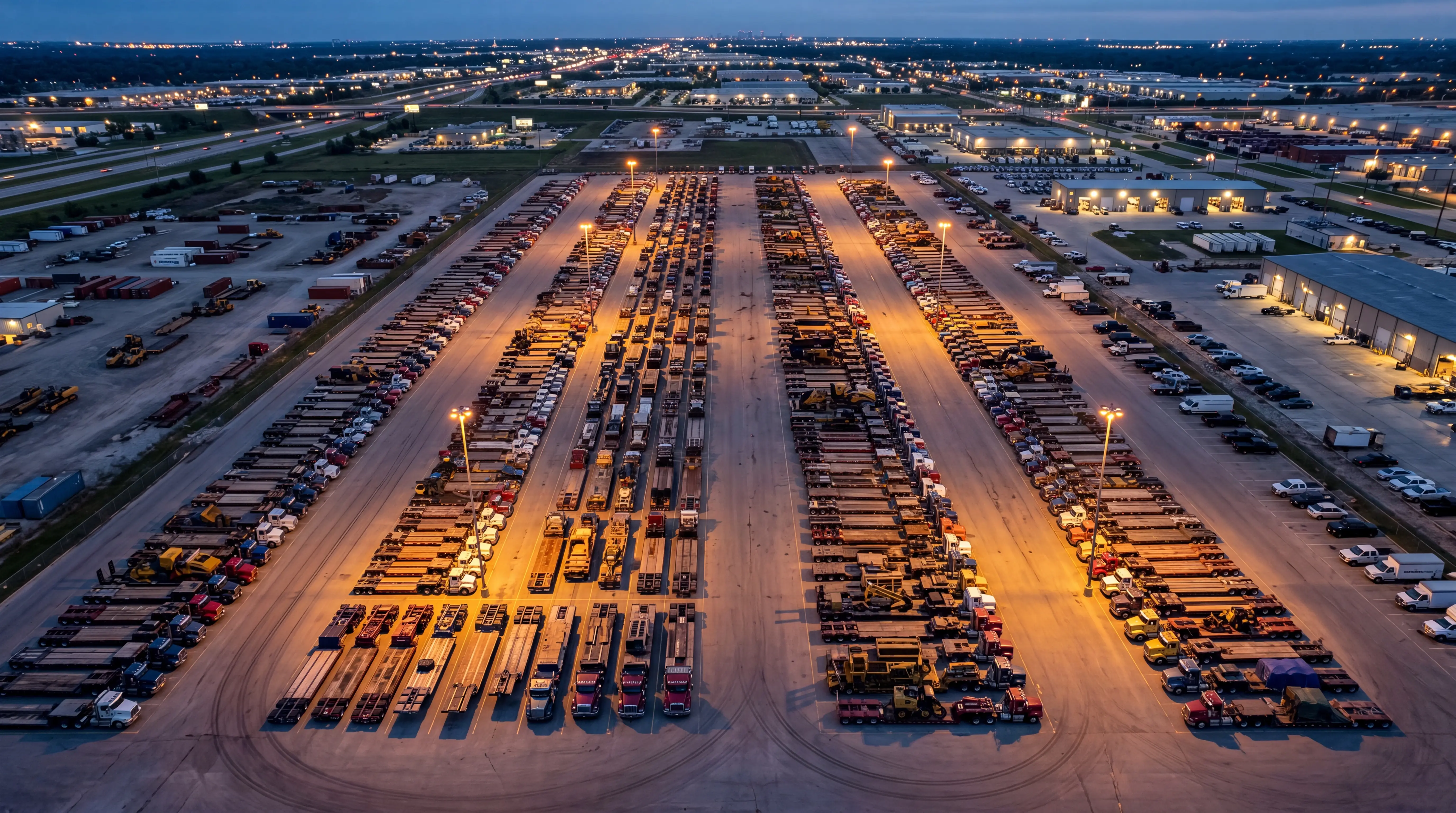 Commercial fleet vehicles ready for coordinated transport