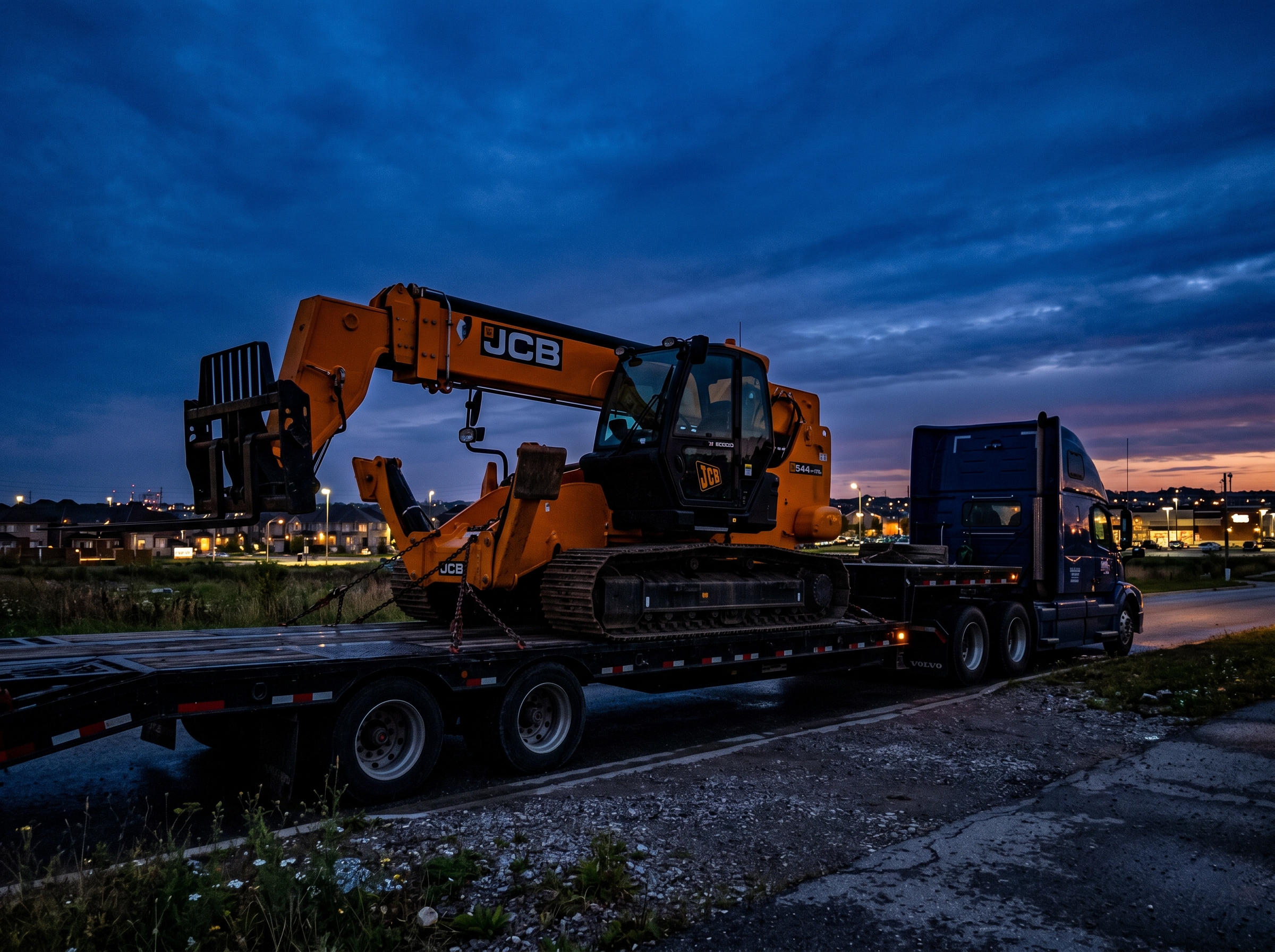 Vehicle and fleet transport on step deck trailer